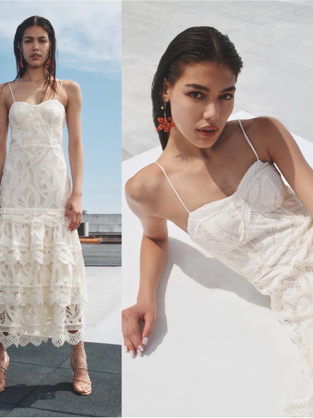 Nwot Patbo Aura Lace Flutter White Light Pink Bridal Midi Dress Size 0